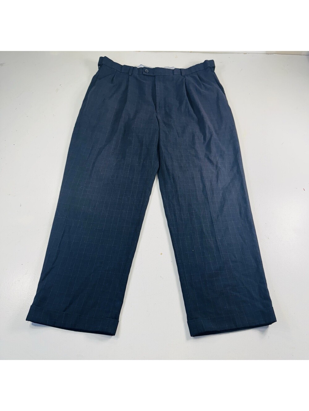 Louis Raphael Men’s Dress Pants Navy Blue Plaid Rosso Mens Size 38x29